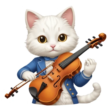 white cat play violin sticker