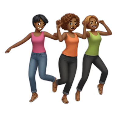 multiple friends dancing improved sticker