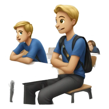 European students sitting at school and chatting sticker