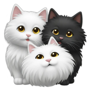 Two cute fluffy cats one black and one white kissing sticker