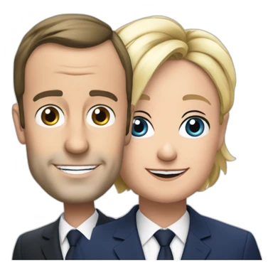 Macron et marin le pen se font un câlin sticker