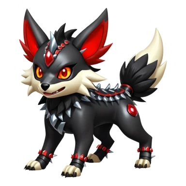 Shiny Gothic Punk’ish Exotic Futuristic Houndoom-Arcanine-Zorua-Torracat-Pokémon-Fakémon-hybrid-creature sticker