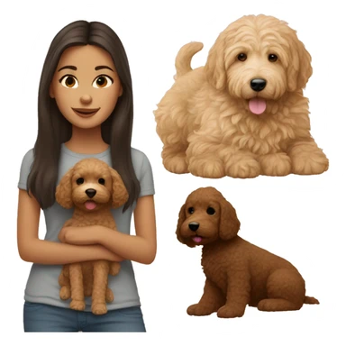 Brunette girl with golden doodle puppy sticker