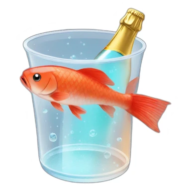 red fish in a big transparent champagne bucket sticker