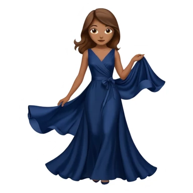 isolated realistic navy blue silk gown, hair brown  sticker