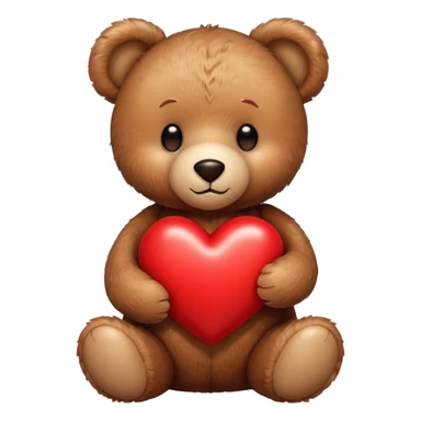 A teddy bear hugging a big heart sticker