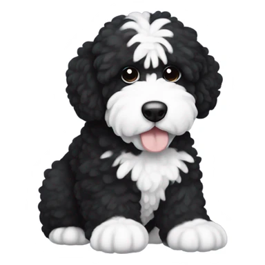 Black bernadoodle with white around mouth and big white eyebrows  sticker
