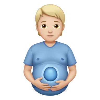 a pregnant man with middle parted hair sticker