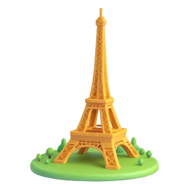 Eiffel Tower, 3D Microsoft Fluent emoji style, shiny and dimensional sticker