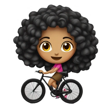 mujer con el pelo color negro rizado corto montando bicicleta profesional color negro sticker