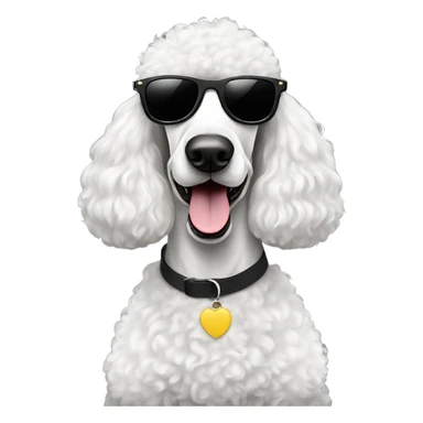 white standard poodle wearing sunglasses sticker