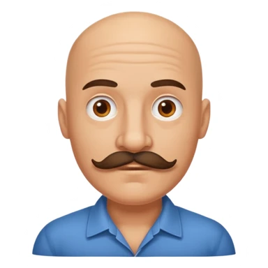 bald mustache man,Big mustache.
negative: Dont use same face style. sticker