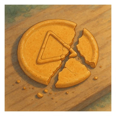 dalgona candy with triangle shape, cracked candy, inspired by Squid Game, ghibli style sticker