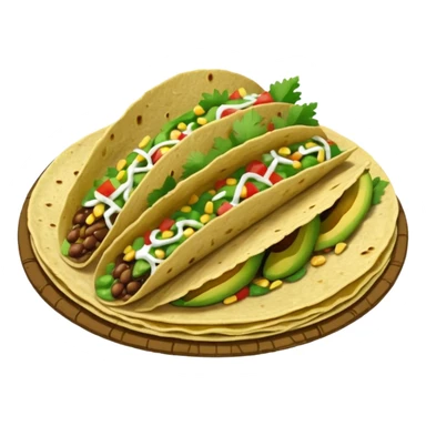 Mexican tacos filled with nopales, beans, and avocado, in soft corn tortillas sticker