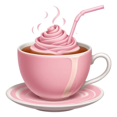 rose hot milk tea with tea cup sticker