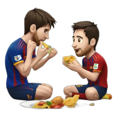 crea a messi  comiendo salchipapa sticker