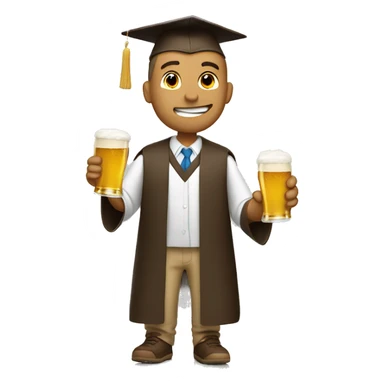 Tan man graduating chugging a beer sticker