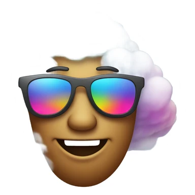 Big rainbow colored happy sning aearing sunglasses cloud  sticker