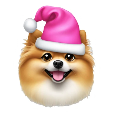 pomeranian with pink Christmas hat  sticker