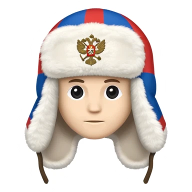 Ushanka hat with Russian flag emblem, furry winter hat with ear flaps down sticker