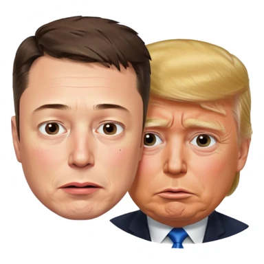 elon musk and donald trump side by side backs turned to eachother crying sticker