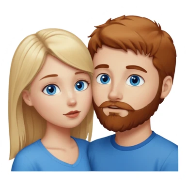 blonde girl blue eyes kissing reddish-brown hair and beard boy blue eyed white guy sticker