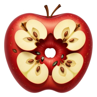 the core of an eaten apple with bite marks and a few seeds sticker