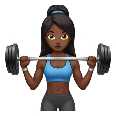 black dark girl long dark hair lifting weights gym sticker
