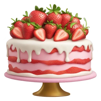 Pink strawberries and cream birthday cake  sticker