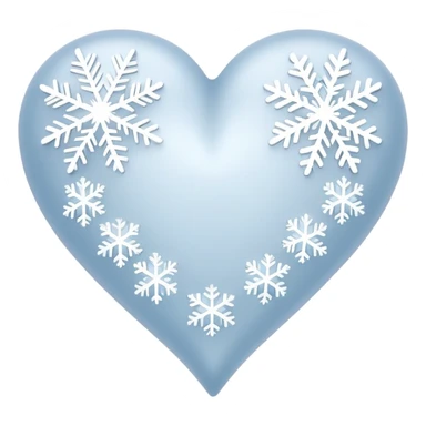 white heart with snowflakes around it sticker