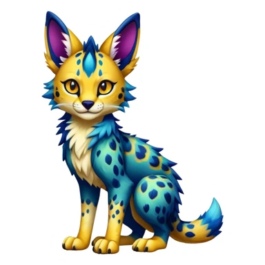 Epic Cute Colorful Dark Sergal-Serval-Vernid full body sticker