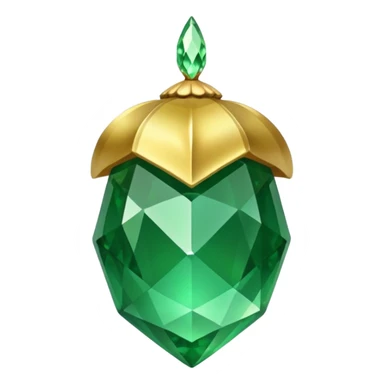 sparkling emerald Acorn like diamond with stem made of gold sticker