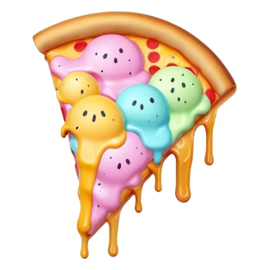Melted neon pastel ice cream pizza slice sticker