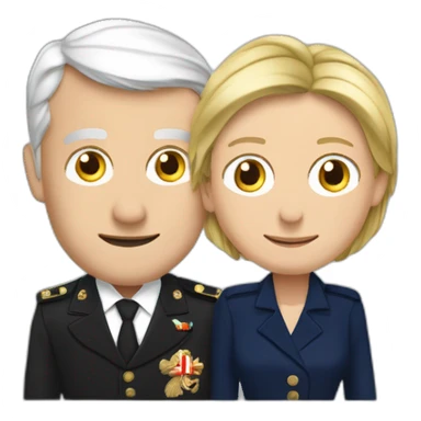 Marine lepen avec Emmanuel Macron qui s’en brasse sticker