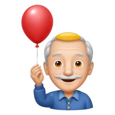 Grandpa floating with balloon sticker