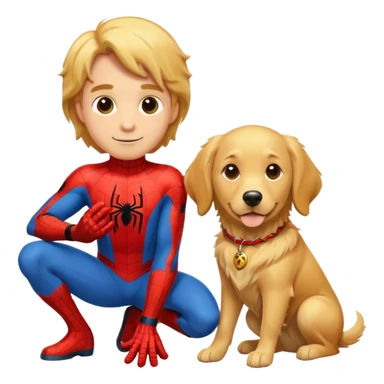 Spider-Man with a golden retriever sticker