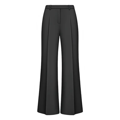 only black wide leg pants, flat product photography, plain garment item isolated on white, no human elements, no limbs, just the pants sticker
