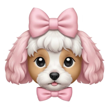 Coquette white cavoodle wearing light pink coquette bows  sticker
