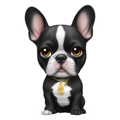 French bulldog black with White dollar with Asian girl sticker
