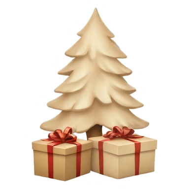 beige Christmas gifts under a beige tree sticker