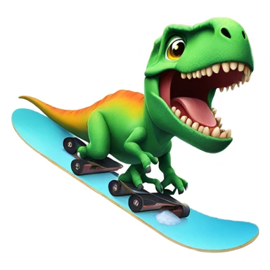 Dinosaur riding a snowboard down a volcano sticker