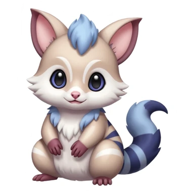 Shiny cute kawaii innocent baby Furret-Absol-Noibat-Hybrid (Full body) sticker