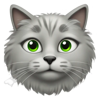 Fluffy gray cat with green eyes sticker