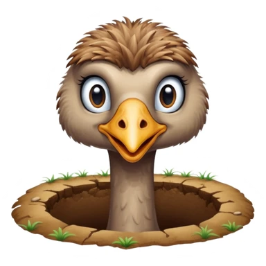 Ostrich with it's head inside a hole in the ground only it's body and neck visible sticker