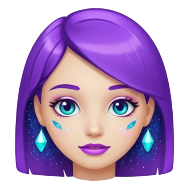 1 human girl Glitter purple and cian inner circle sticker