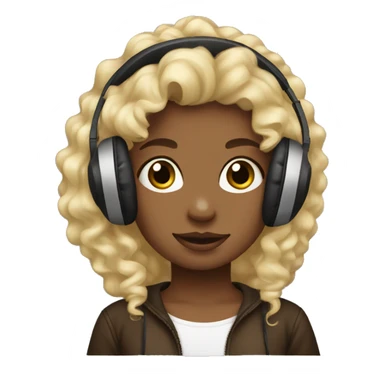 Blondie curly girl with cow headphones dark brown sticker