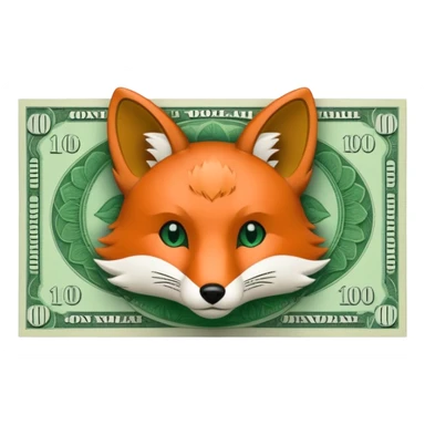 make 100 dollar bill with a small fox head outline in the middle sticker
