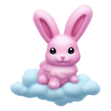 Pink ombre sparkly bunny floating on blue cotton candy clouds  sticker