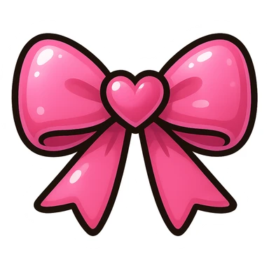 pink bow emoji, cute and shiny, with a heart accent sticker