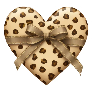 beige heart with cheeta print ribbon  sticker